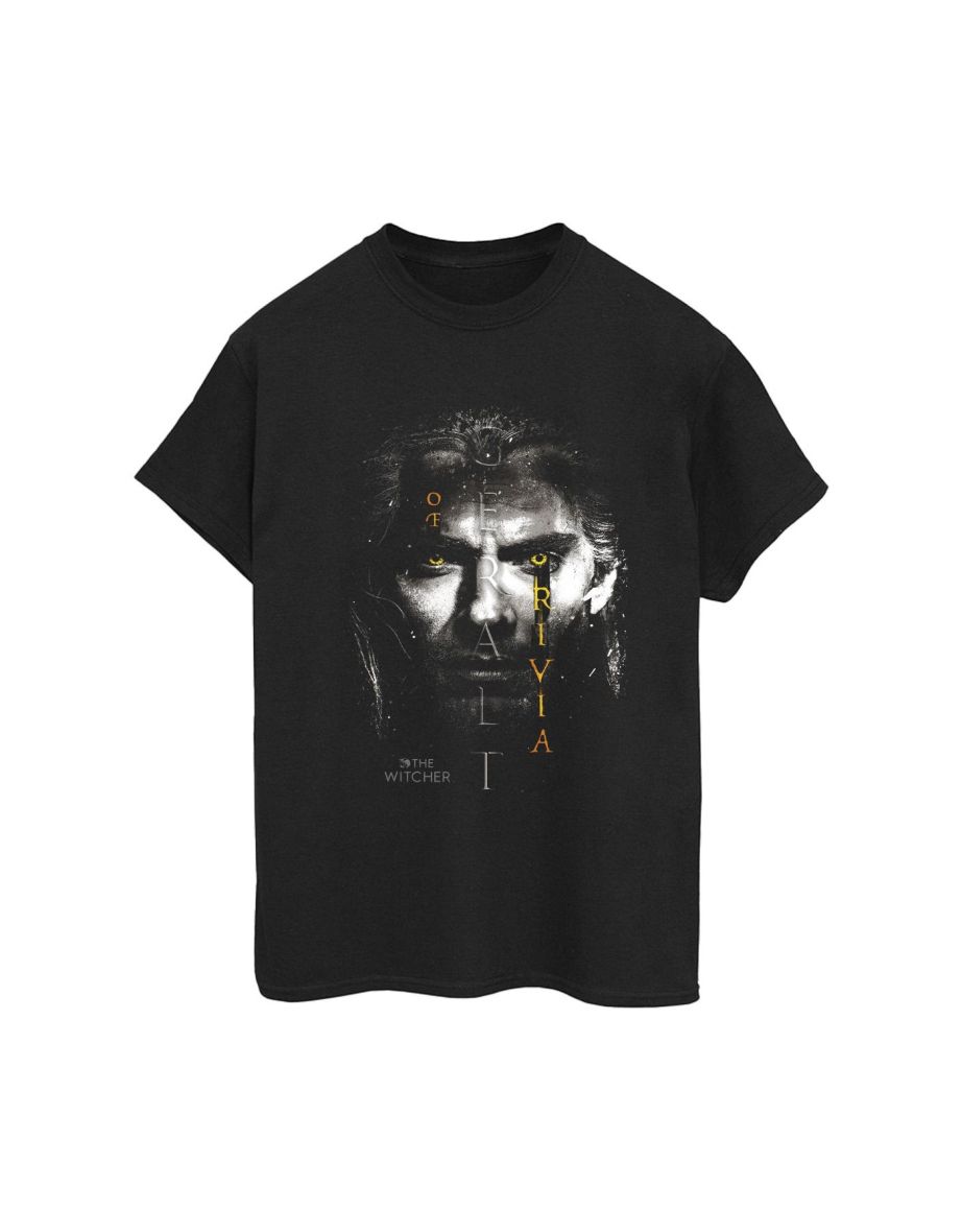 Netflix Womens/Ladies The Witcher Geralt Glowing Eyes Cotton Boyfriend T-Shirt - Black - 1