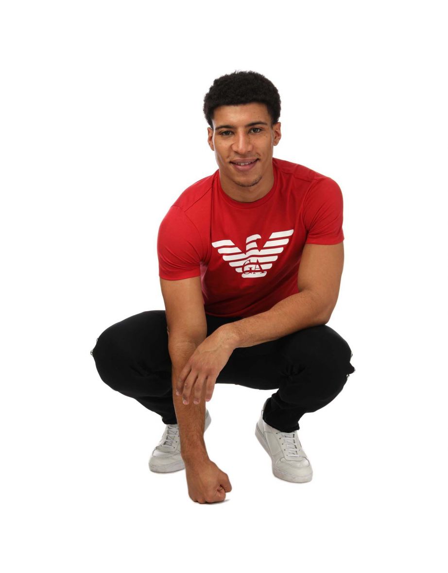 Men's Armani Logo T-Shirt in Red - 6