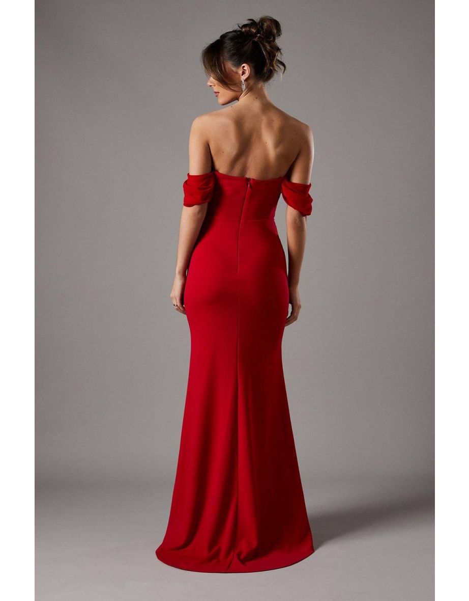 Bardot Maxi Dress With Diamante Trim - 3