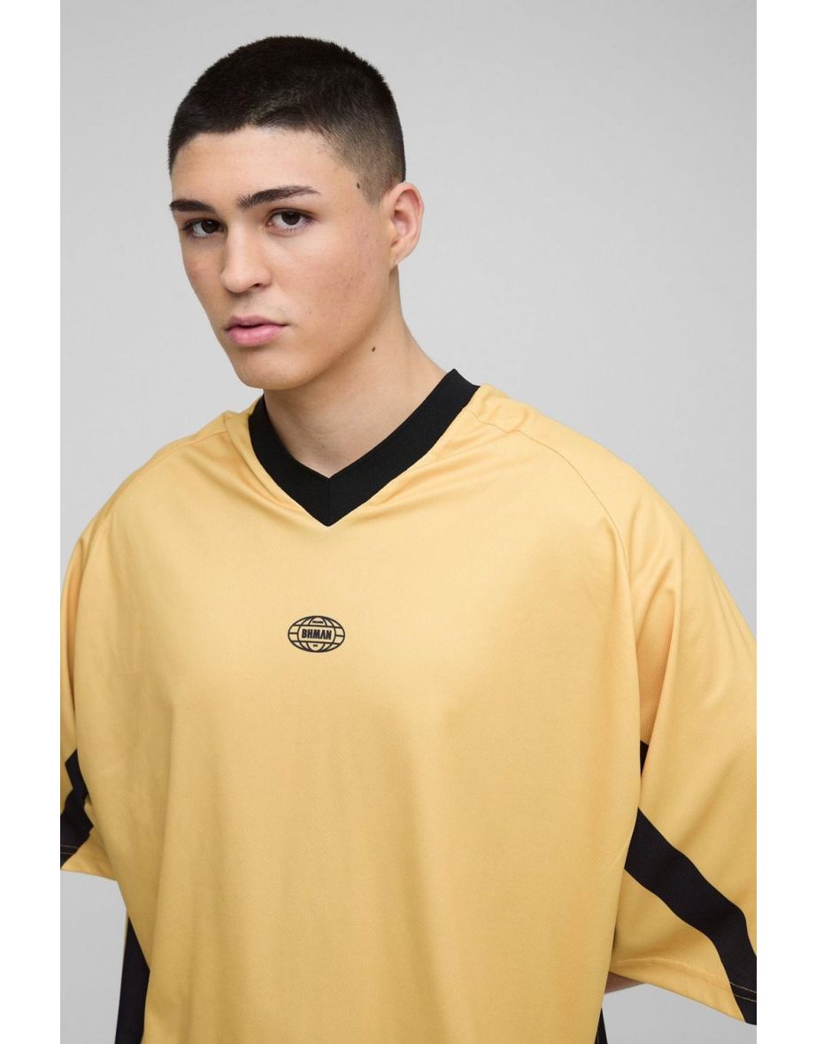 Oversized Longline V Neck Mesh Hockey Top - yellow - 2