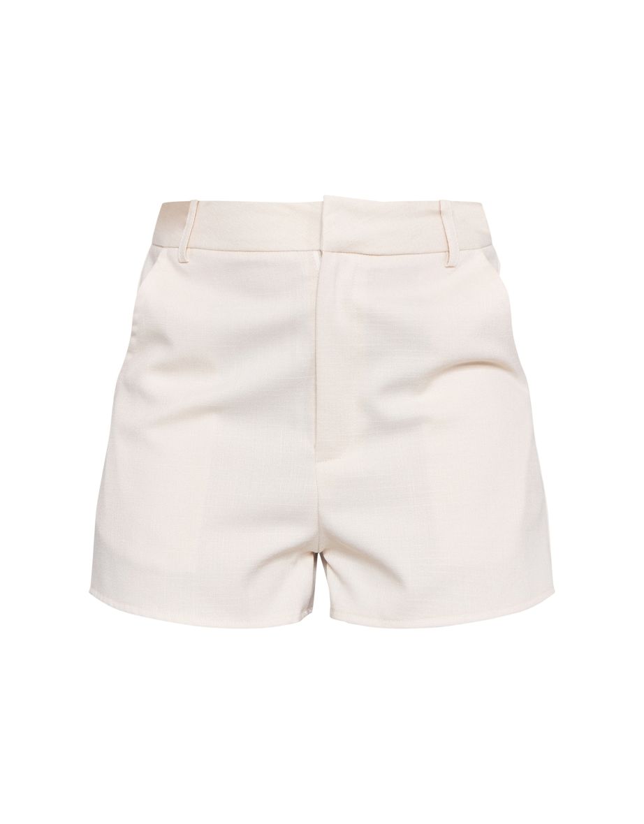 Cream Linen Look Tailored High Waisted Shorts - 5