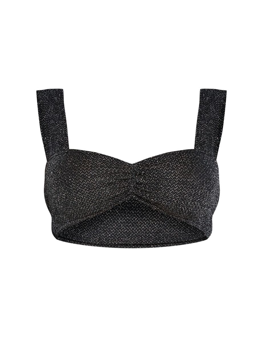 Shape Black Silver Glitter Ruched Bust Bralet - 4