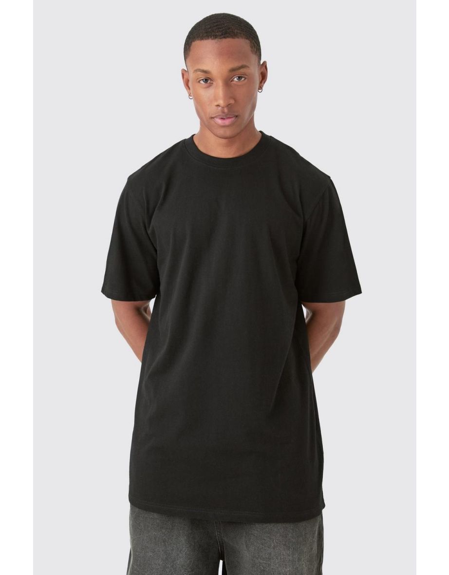 Shop Basic Longline Crew Neck T shirt black Online in Bahrain VogaCloset