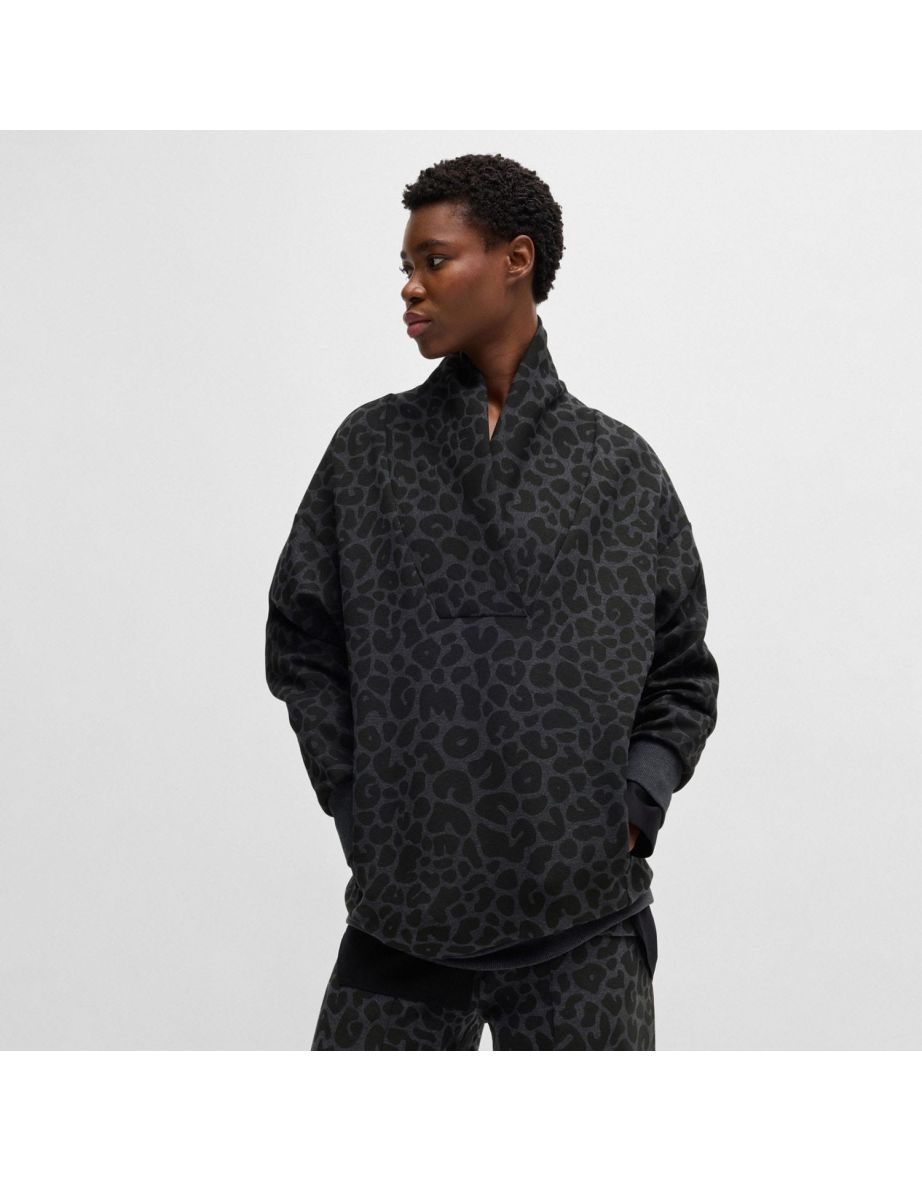 Women's Boss Naomi X  Animal-Print Sweatshirt in Black