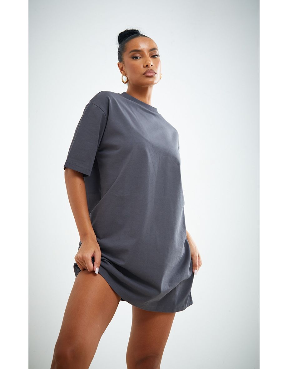 Grey oversized t shirt dress best sale