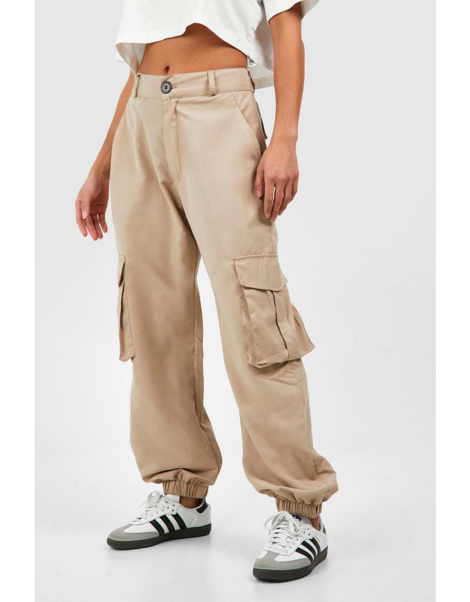 Petite Cuff Hem Twill Cargo Trouser - stone - 3