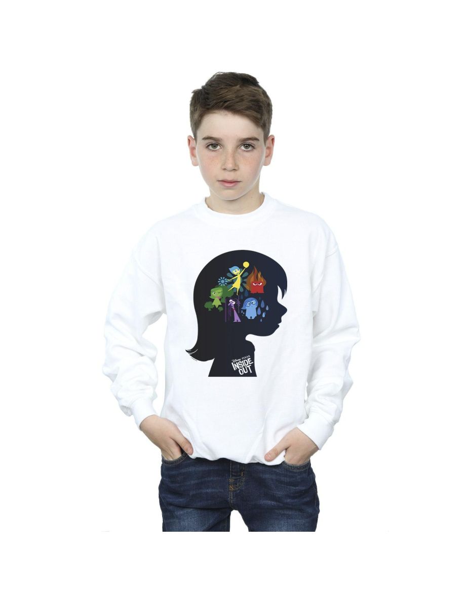 Disney Boys Inside Out Head Silhouette Sweatshirt - White