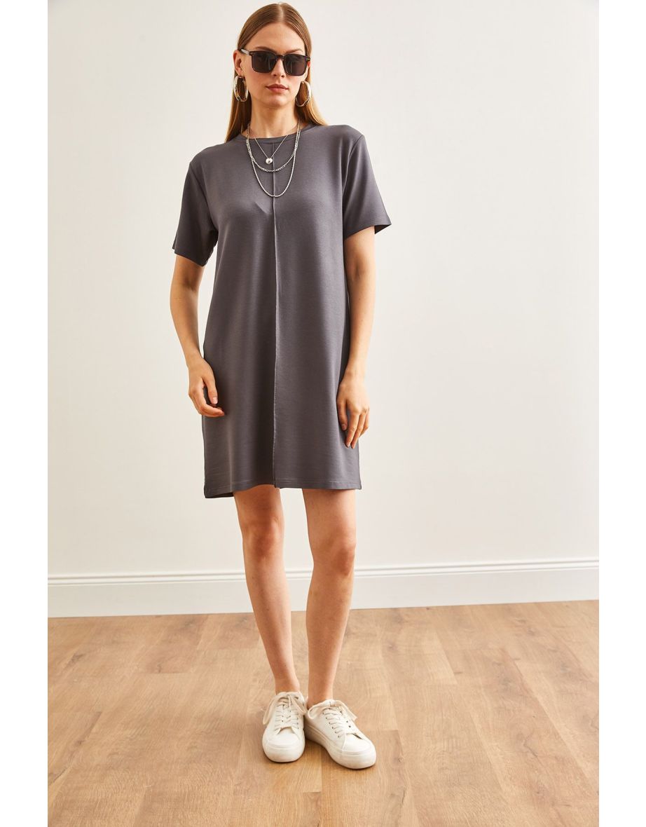 Women's Smoked Front Stitched Soft Textured Mini Dress