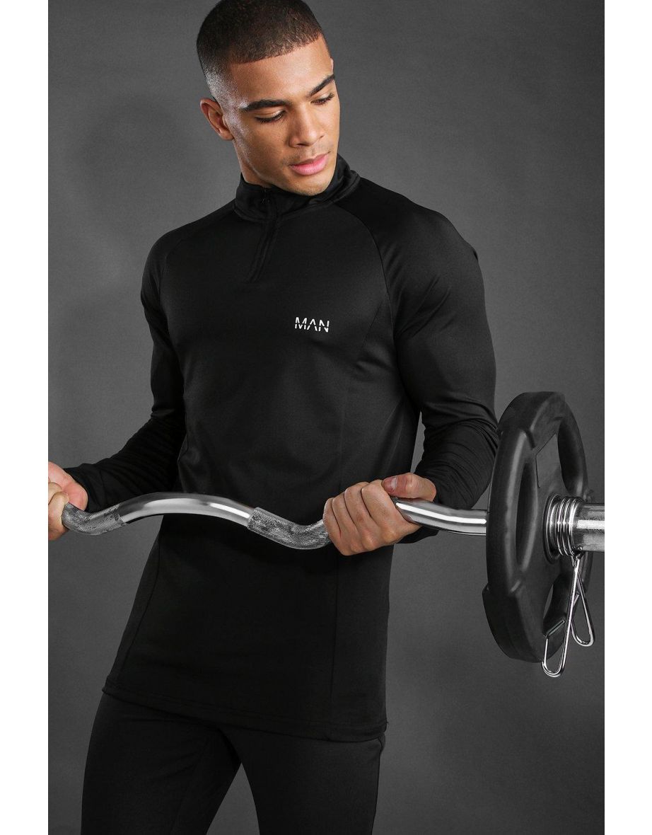 MAN Active Raglan Muscle Fit 1/4 Zip Top - black