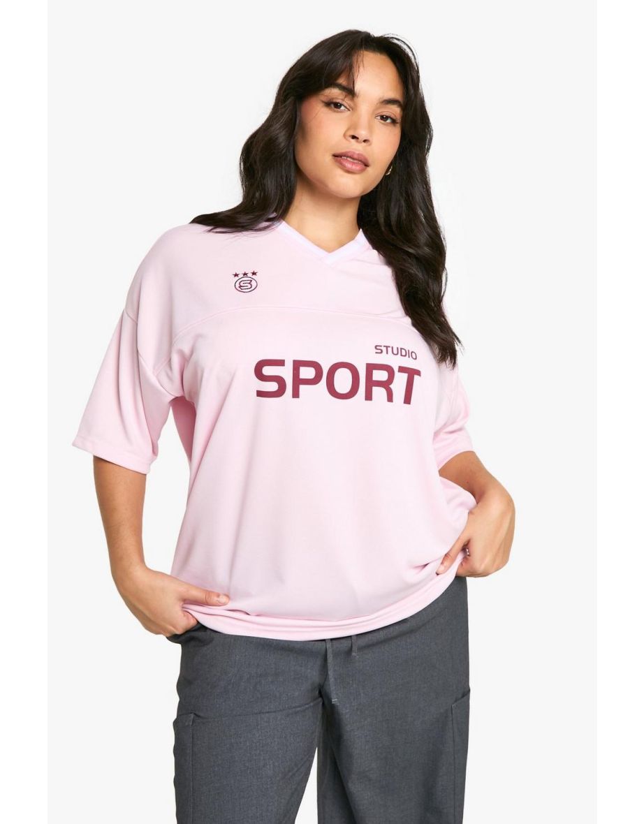 Plus Sport Studio V Neck Oversized Football Shirt