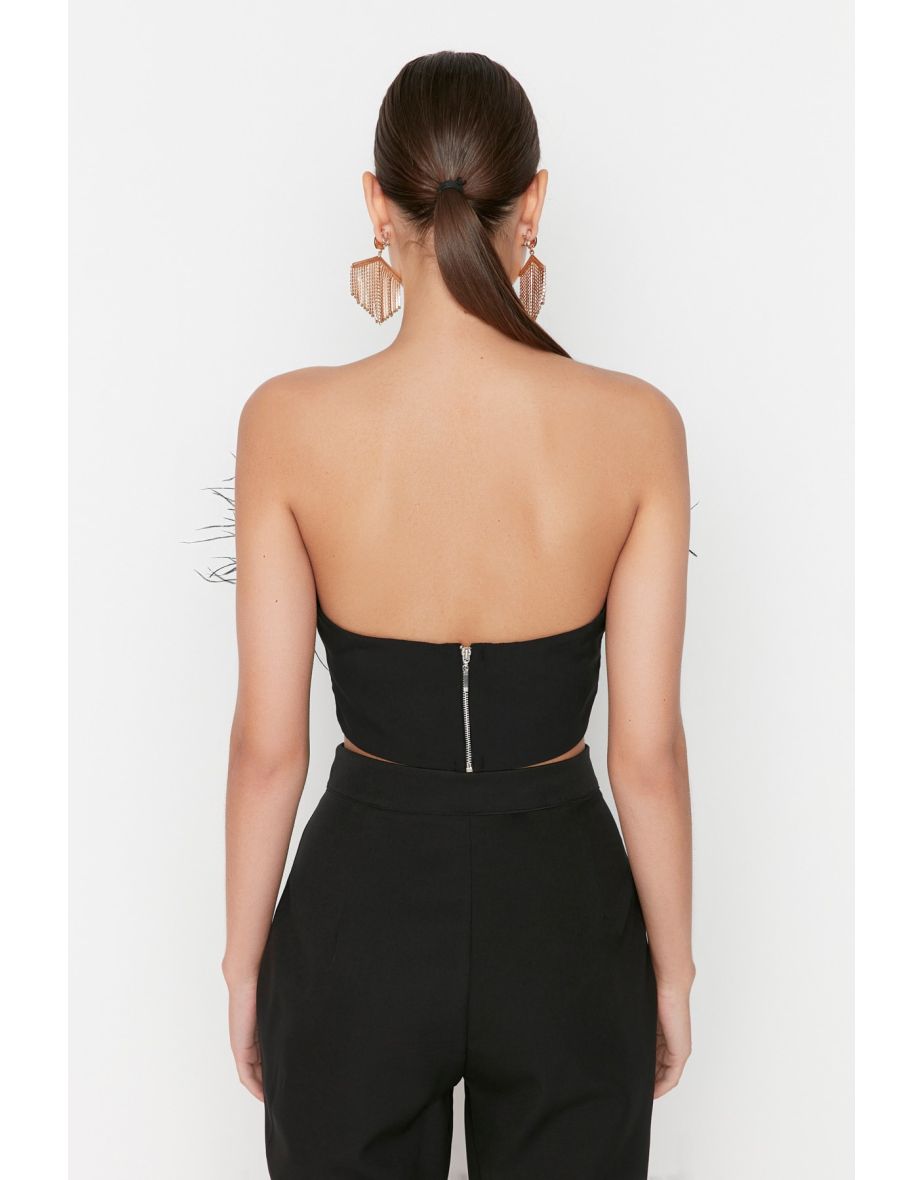 Crop Top - Black - Plain - 4