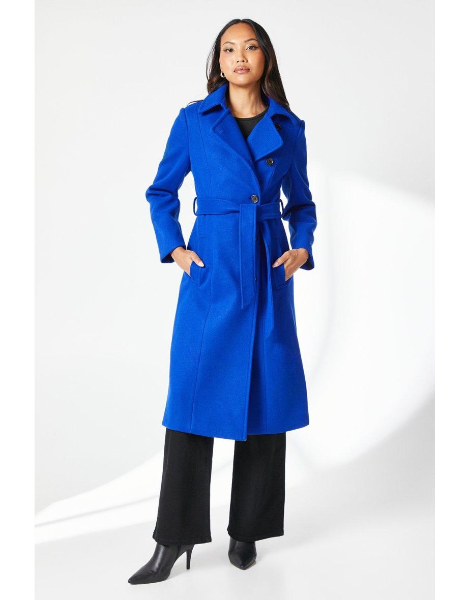 Shop Asymmetric Belted Wrap Coat cobalt Online in Qatar VogaCloset