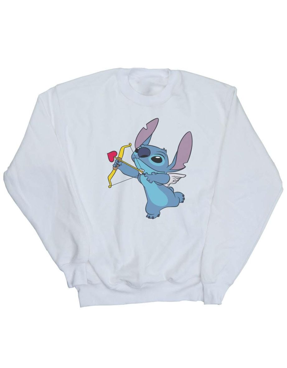 Disney Girls Lilo And Stitch Stitch Cupid Valentines Sweatshirt - White