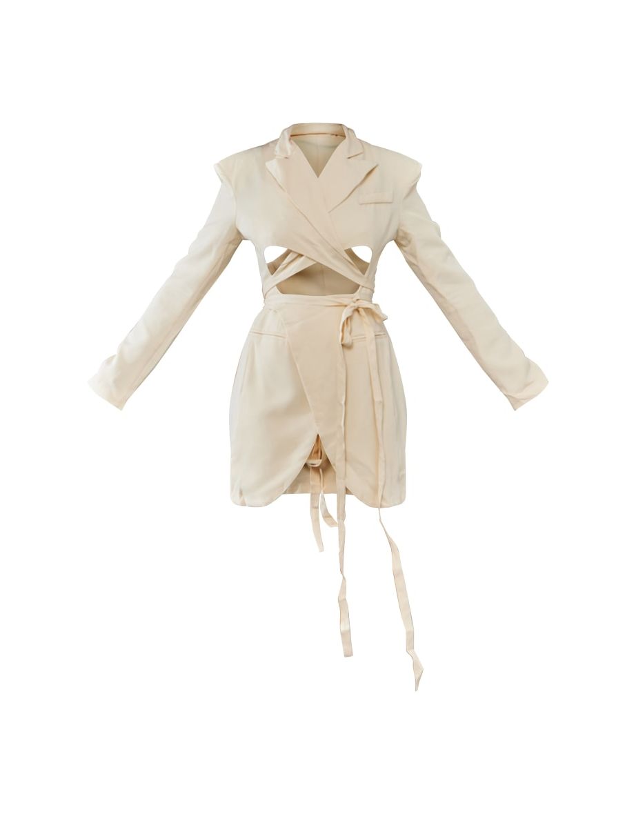 Tall Column Mini Blazer Dress with Long Sleeve - 4