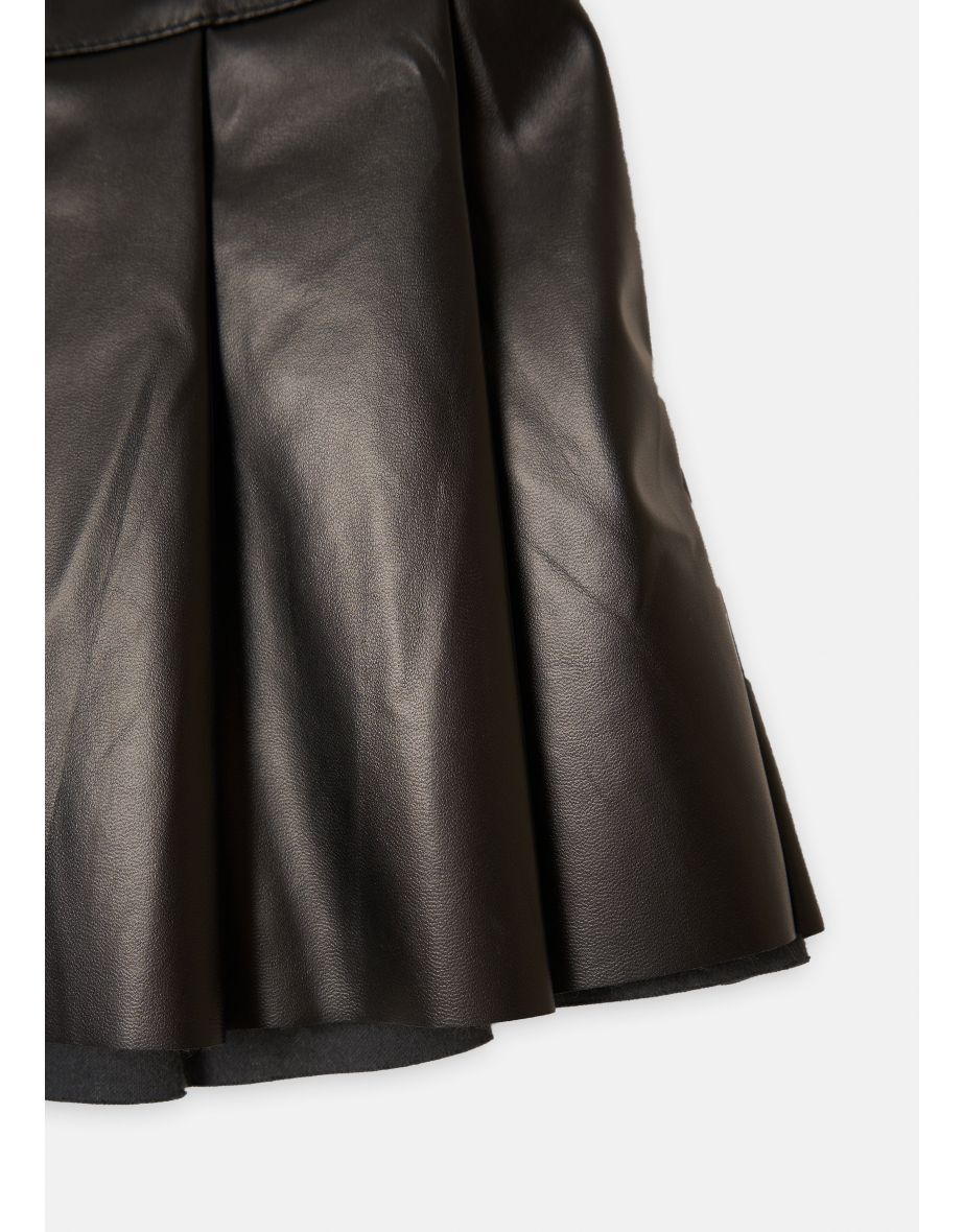 Hailey Leather Look Pleated Mini Skirt - 3