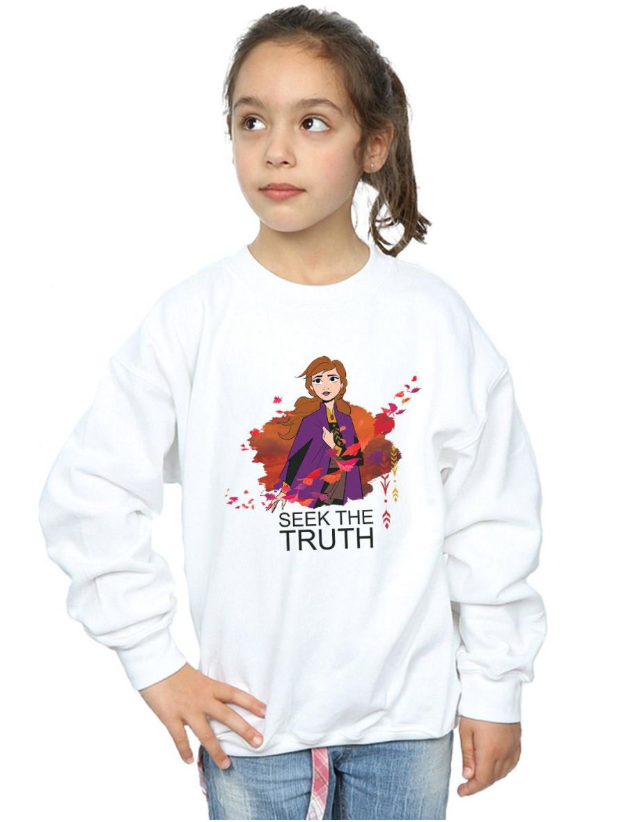 Disney Girls Frozen 2 Anna Seek The Truth Wind Sweatshirt - White