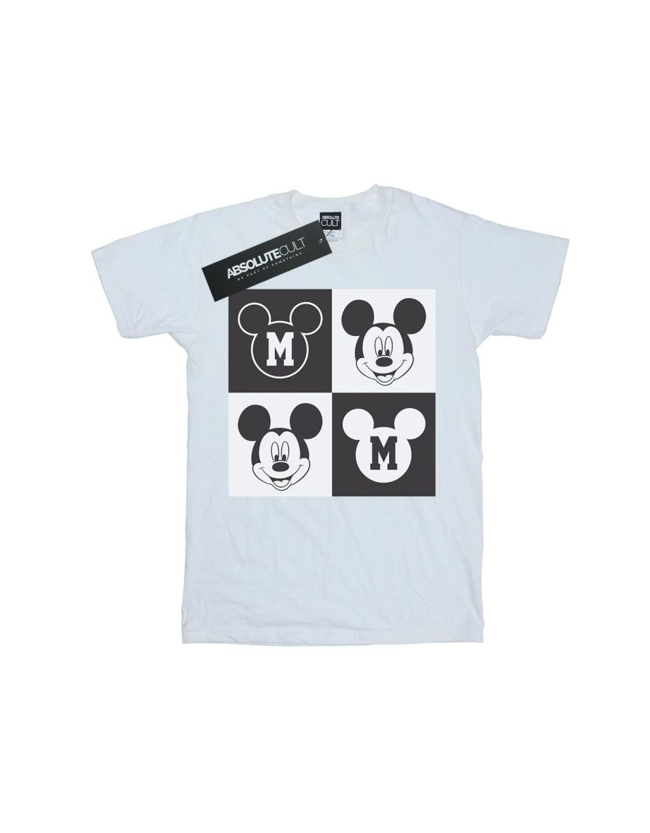 Disney Mens Mickey Mouse Smiling Squares T-Shirt - White - 1