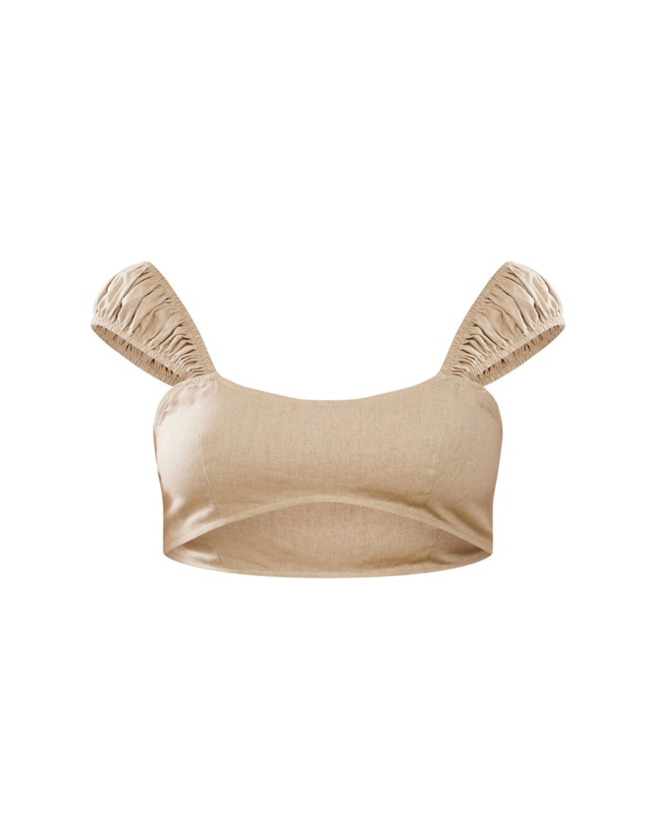 Maternity Stone Linen Look Crop Top - 4