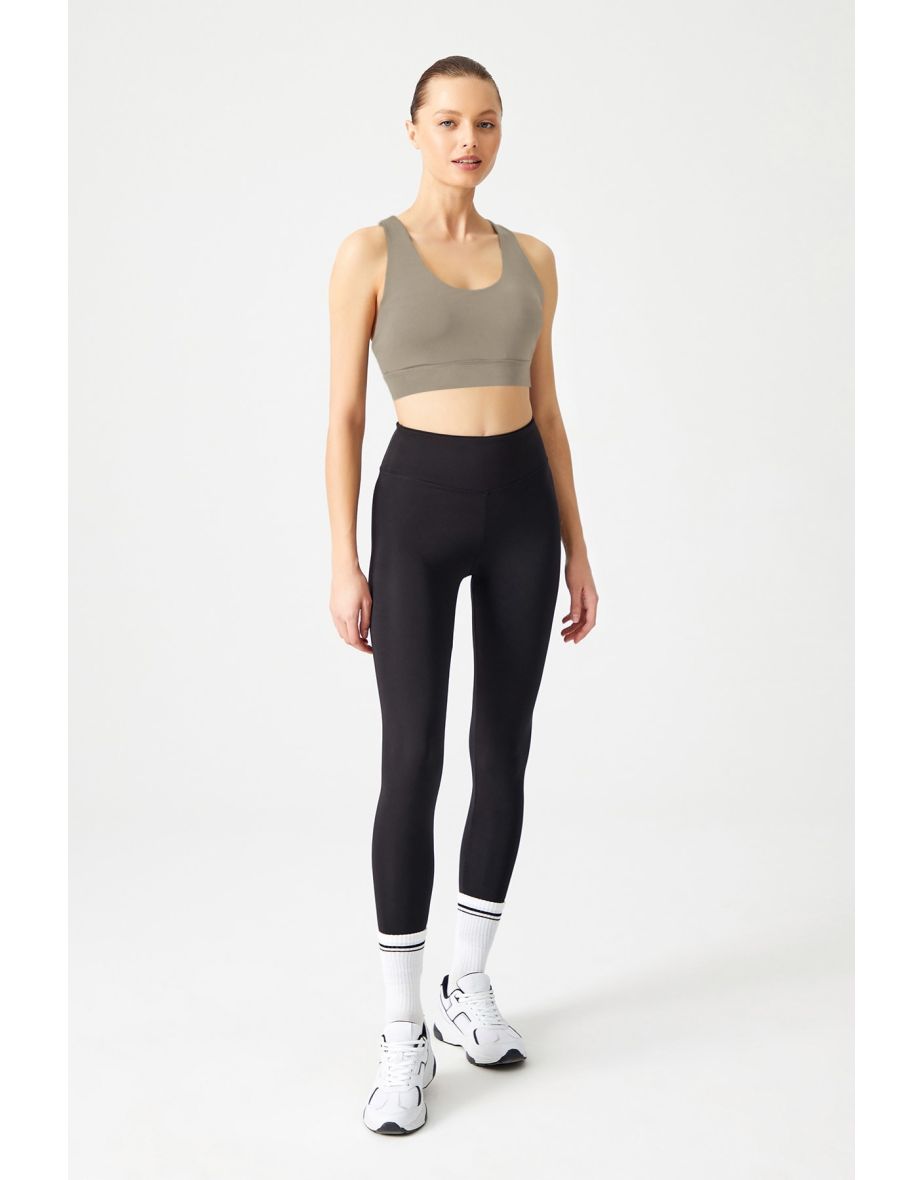 Sports Bra - Khaki - Plain - 3