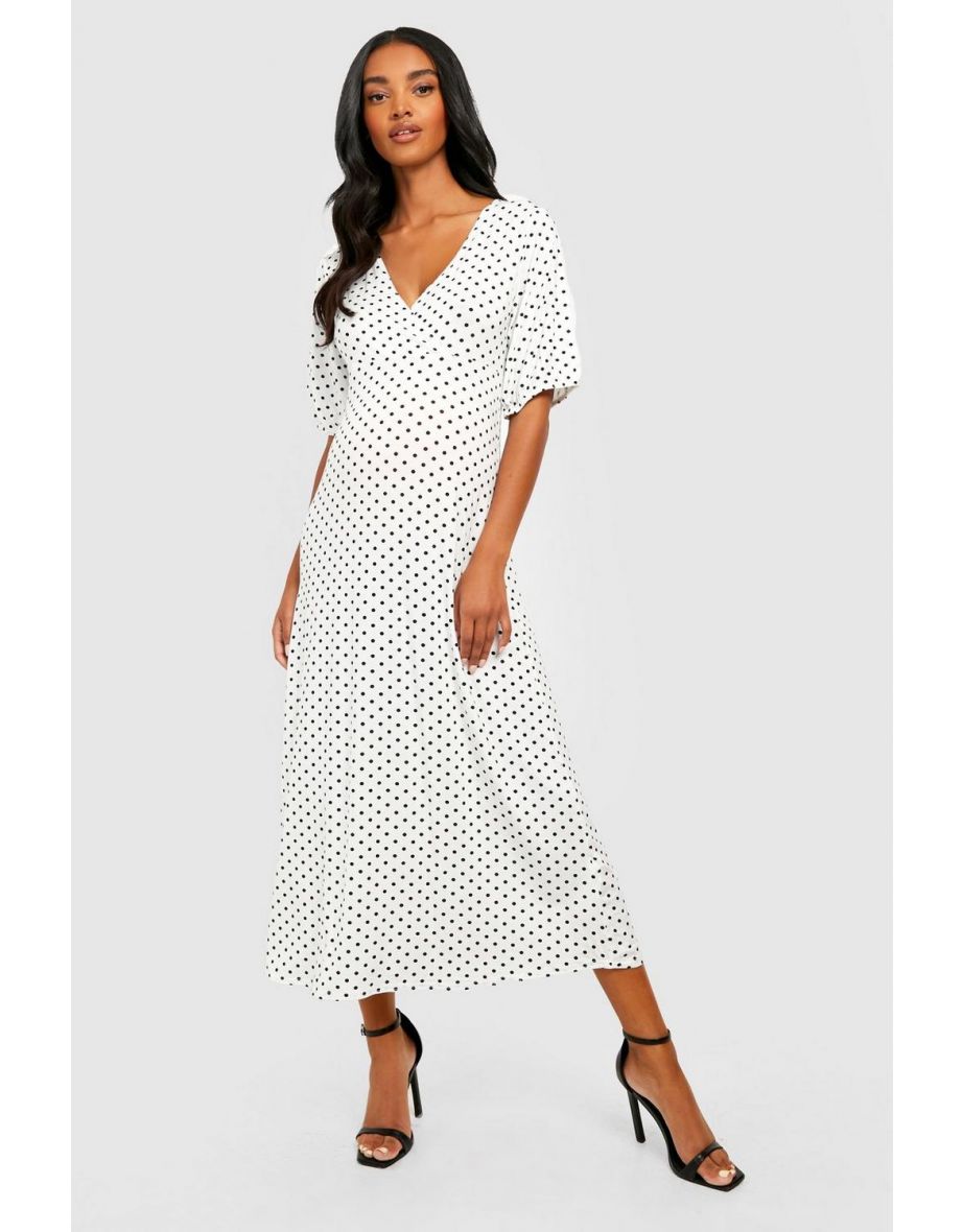 Maternity Polka Dot Midaxi Dress - ivory