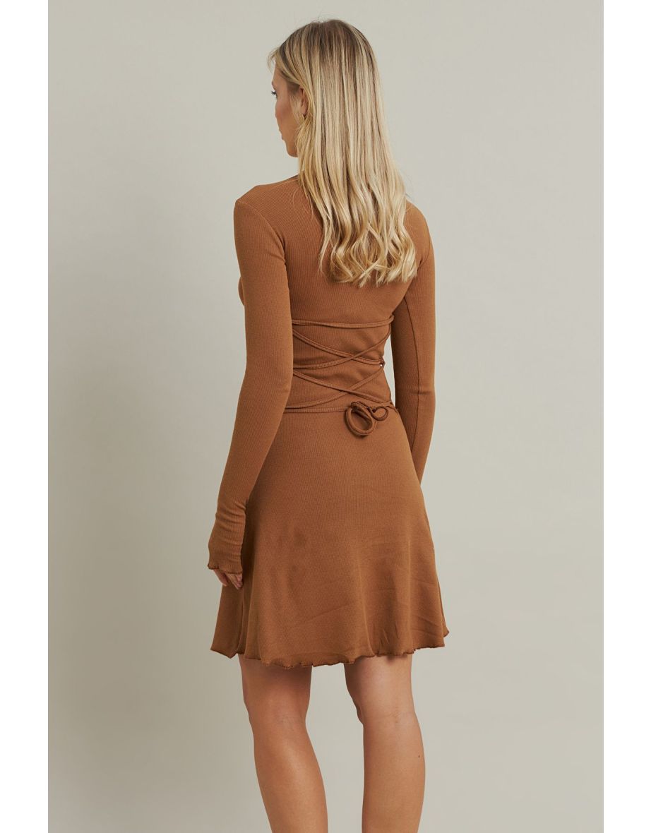 Women's Camel Tie Camisole Mini Dress - 7