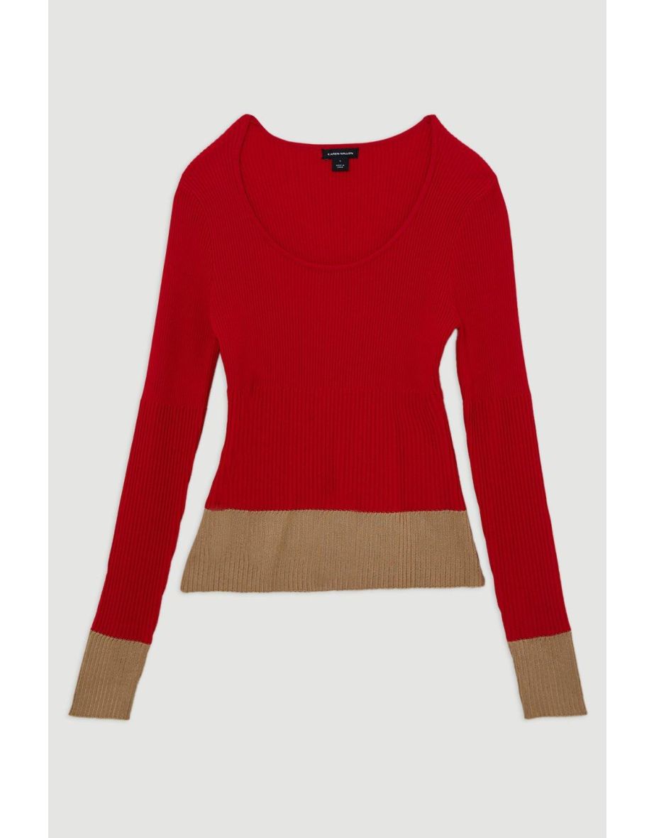 Drapey Ribbed Knit Scoop Neck Sweater - 3