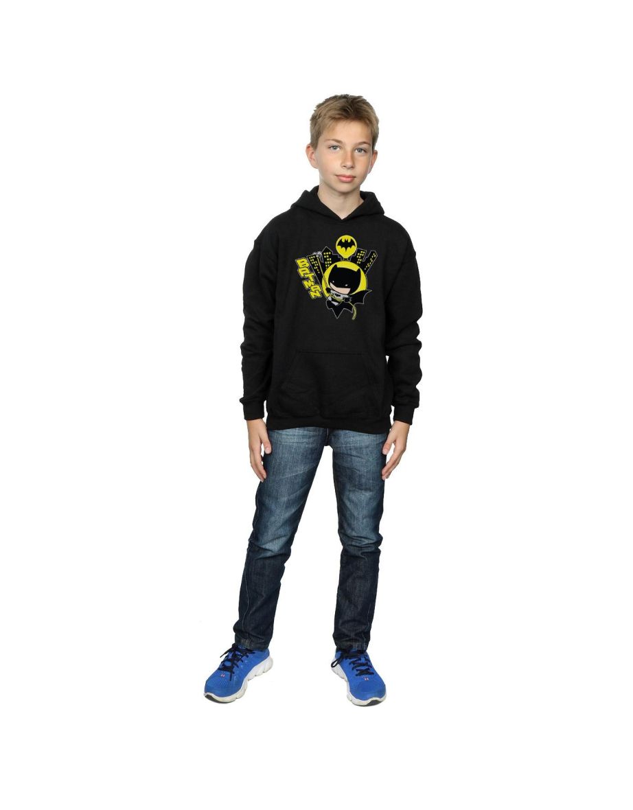 DC Comics Boys Chibi Batman Swinging Hoodie - Black - 3