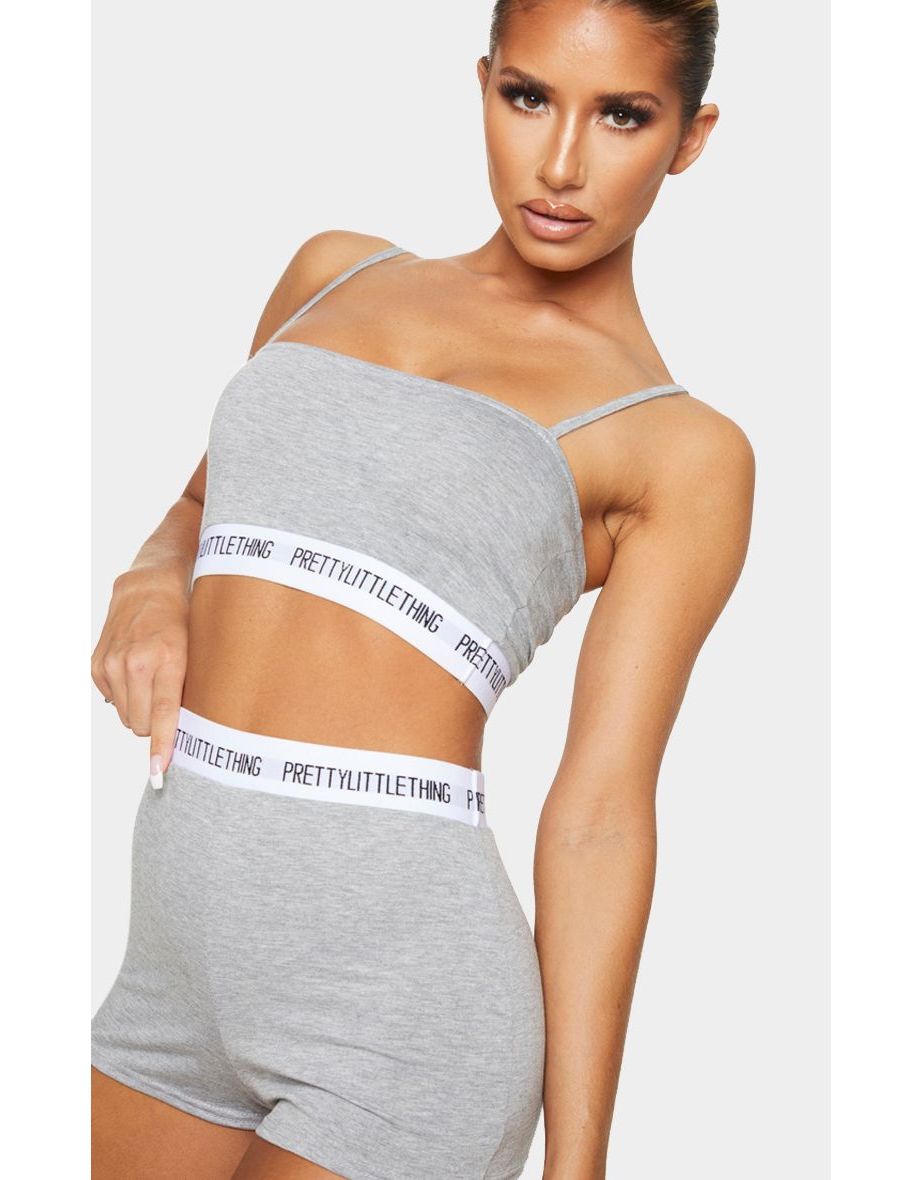 PRETTYLITTLETHING Grey High Waist Short Lingerie Set - 3