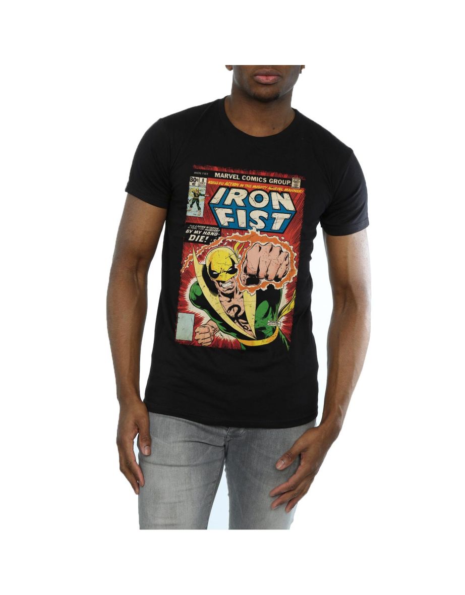 Marvel Mens Iron Fist Cover T-Shirt - Black - 3
