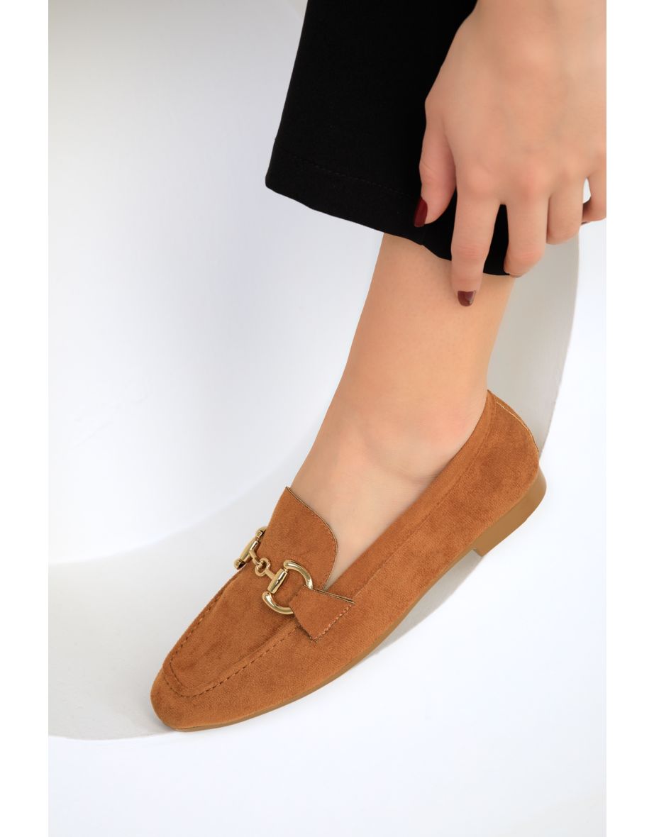 Tan Women's Suede Flats - 4