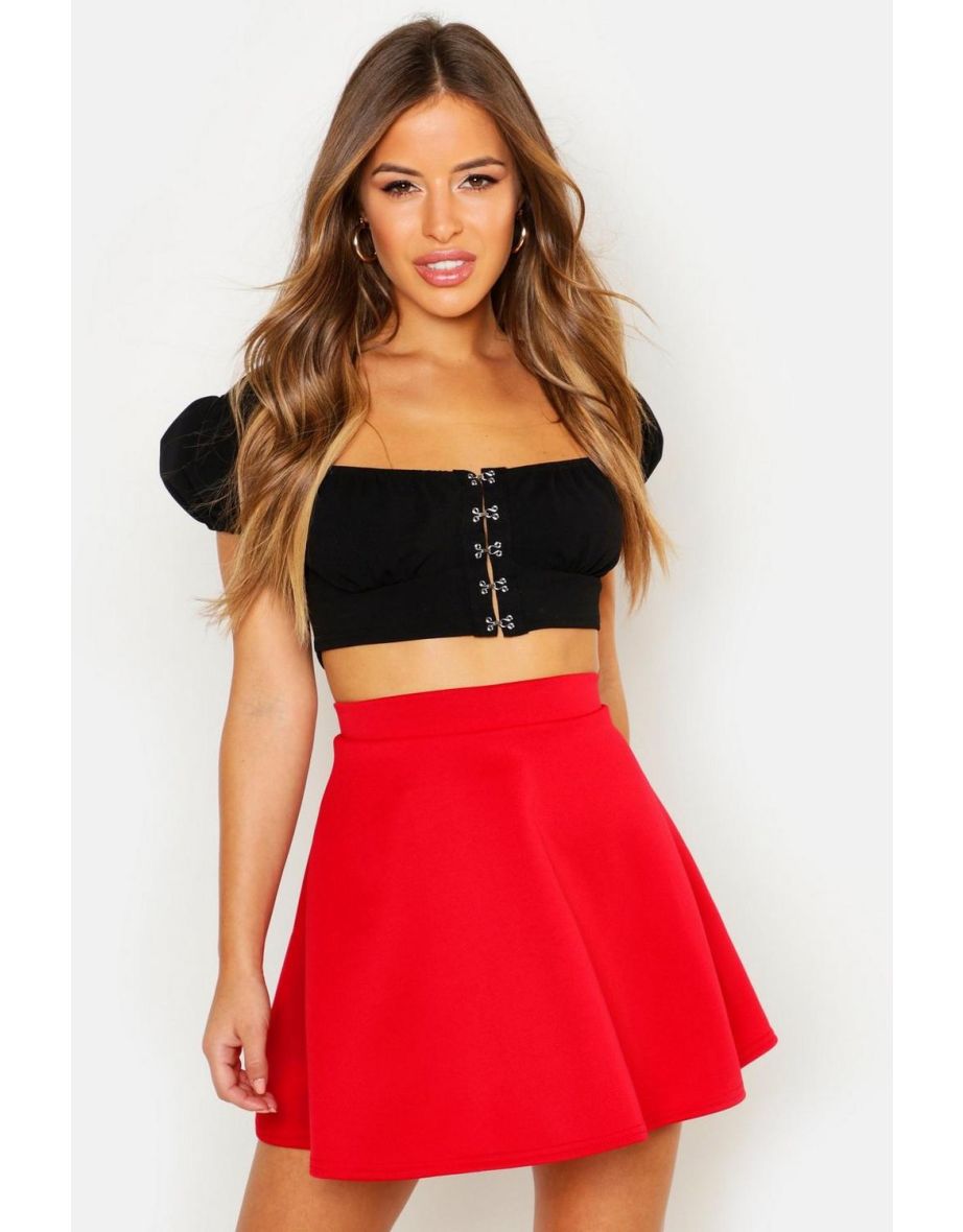 Petite Colour Pop Skater Skirt - red