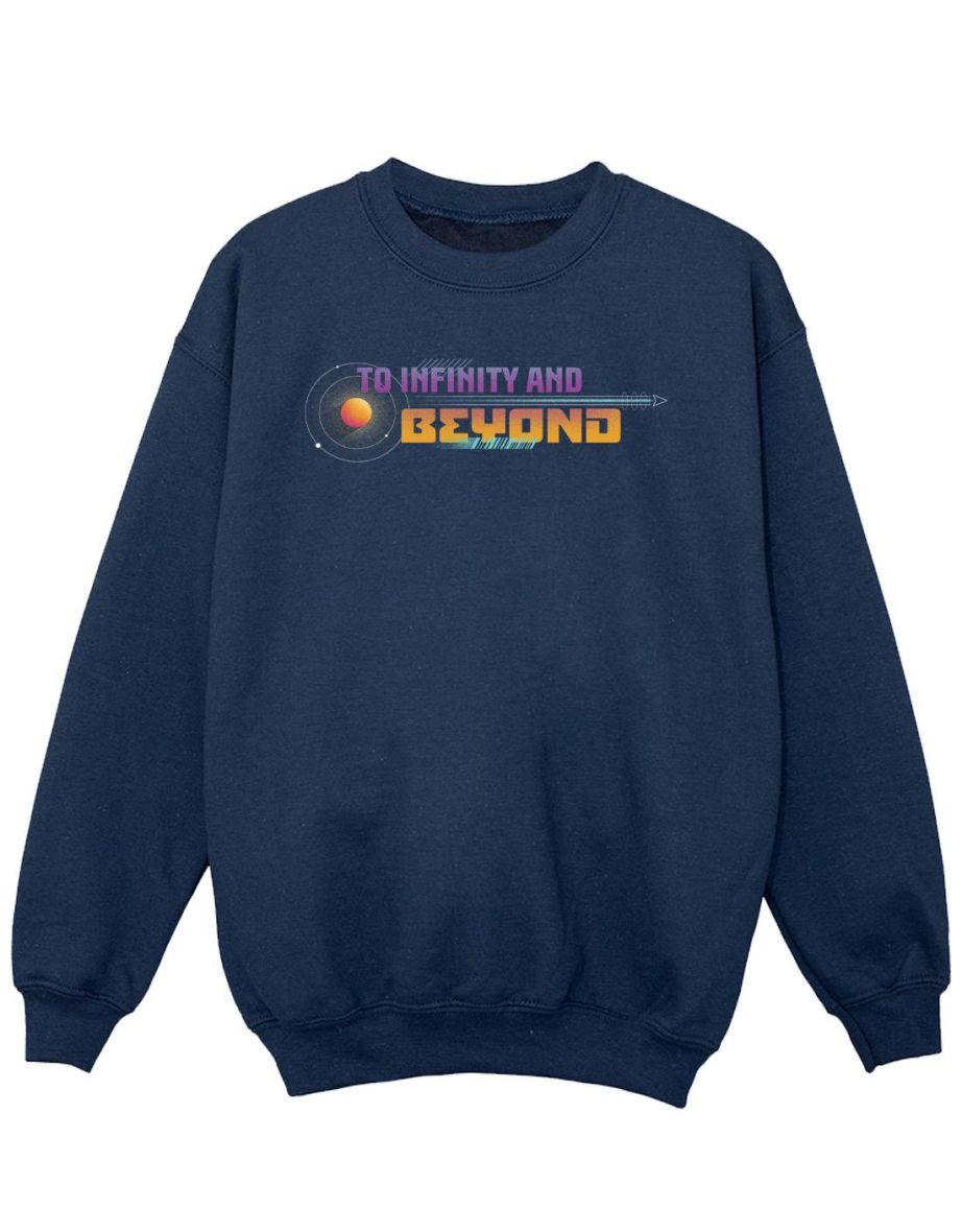Disney Girls Lightyear Infinity And Beyond Text Sweatshirt - Navy Blue