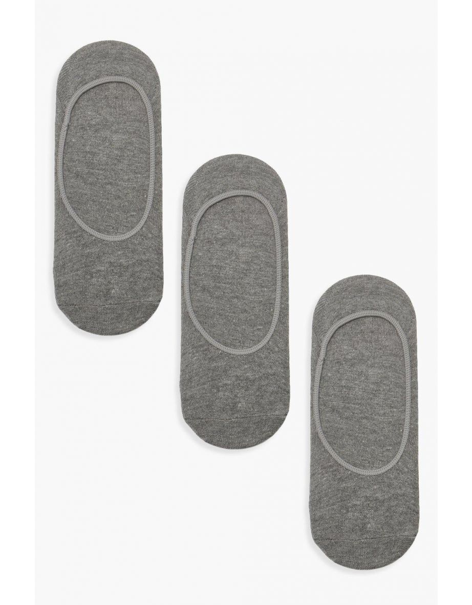 3 Pack Invisible Socks - grey