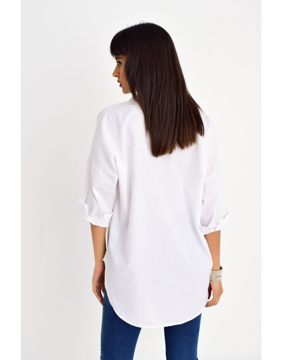 Women's White Zipper Shirt - 2