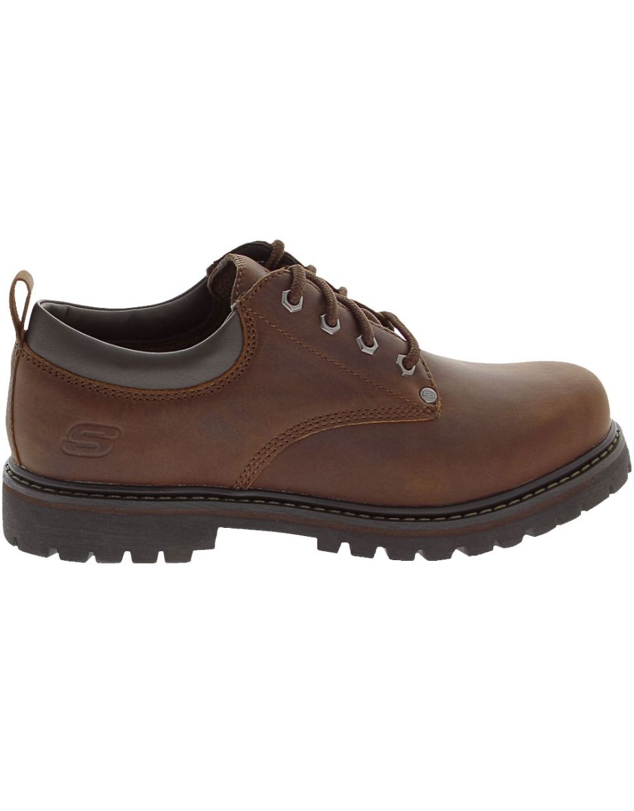 Skechers Mens Tom Cats Lace Up Flat Shoes - Dark Brown - 1