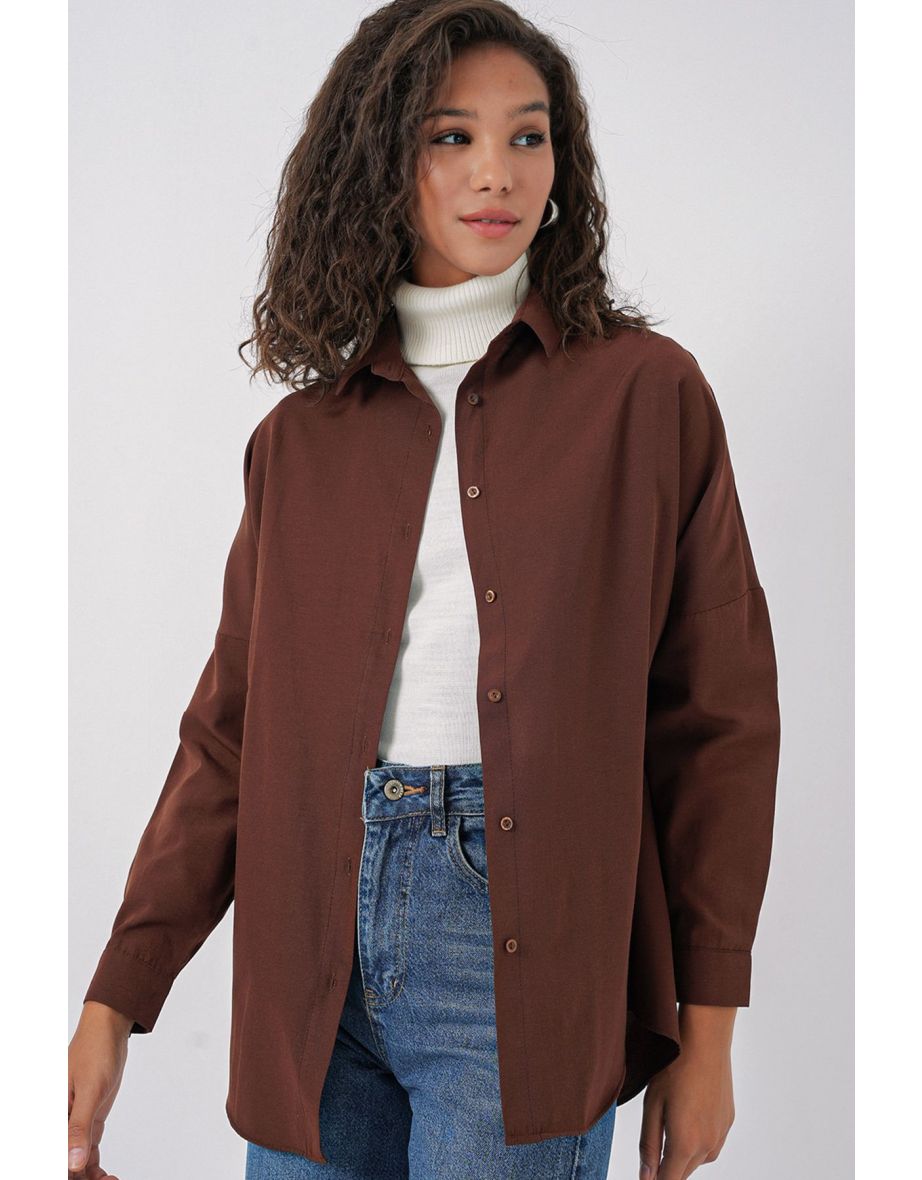 Oversize Basic Shirt - Brown