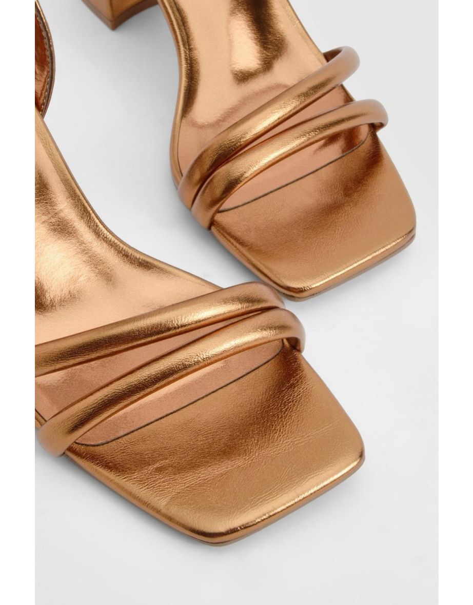 Padded Strap 2 Part Mid Block Heels - bronze - 3