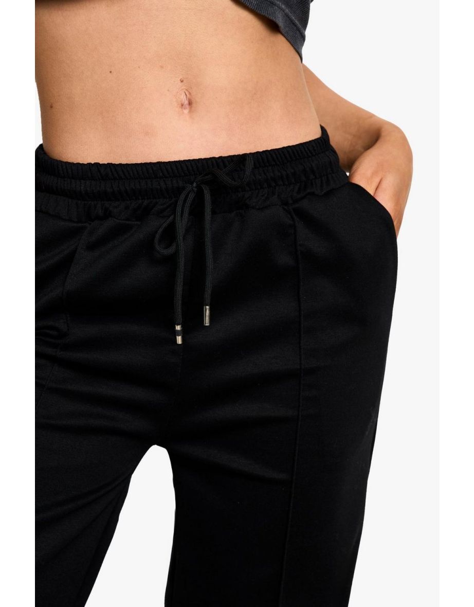 Jersey Elasticated Waistband Pin Tuck Leg Trouser - black - 3