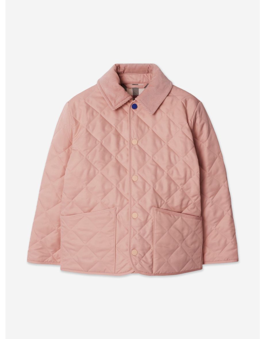 Burberry Girls Indy Quilted Jacket in Pink