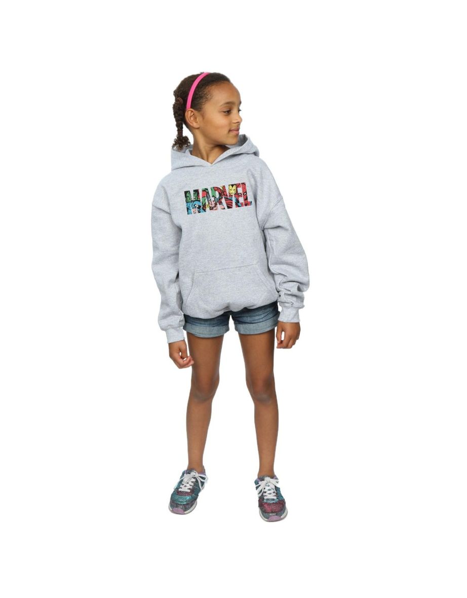 Marvel Comics Girls Logo Character Infill Hoodie - Sports Grey