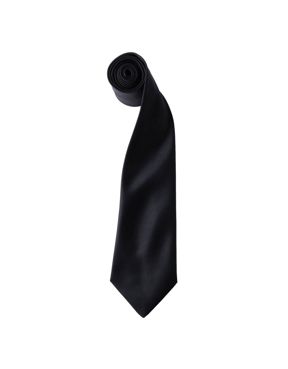 Premier Colours Mens Satin Clip Tie (Pack of 2) - Black