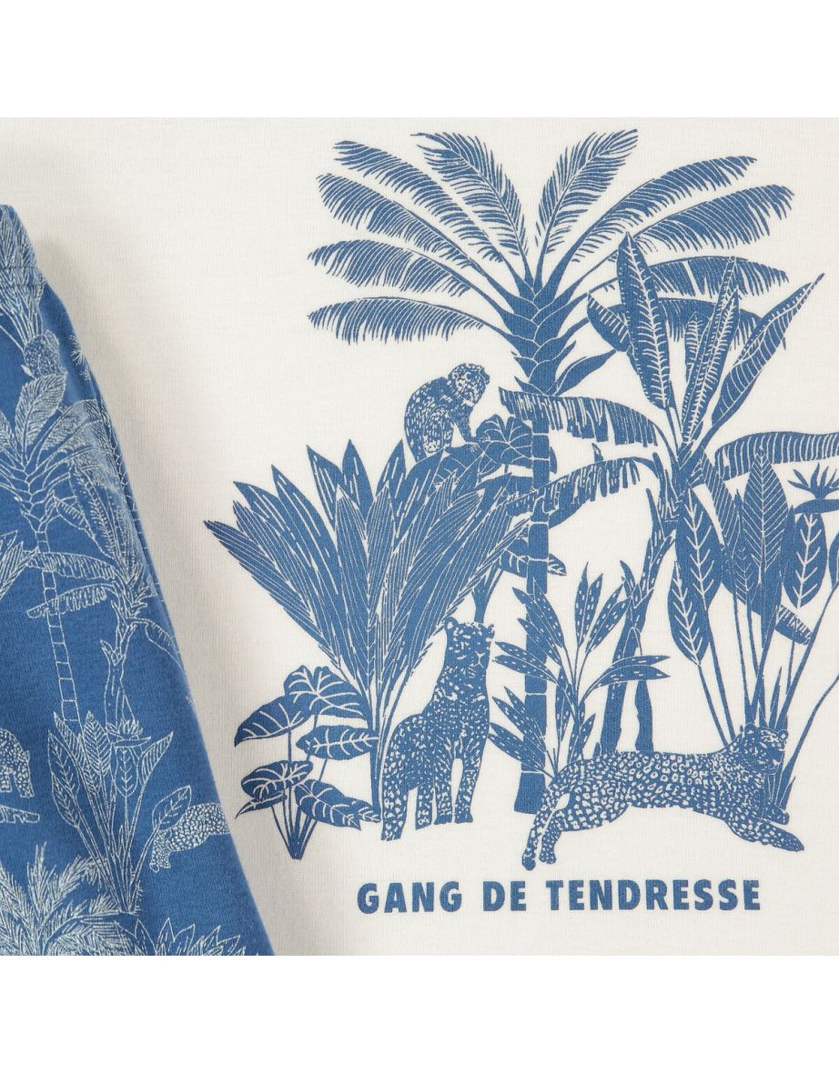Cotton Short Pyjamas with Palm Tree Print, Made in France - 3