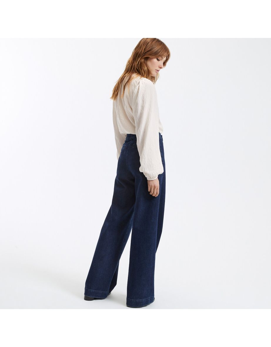 Wide Leg Sailor Jeans with High Waist - 3