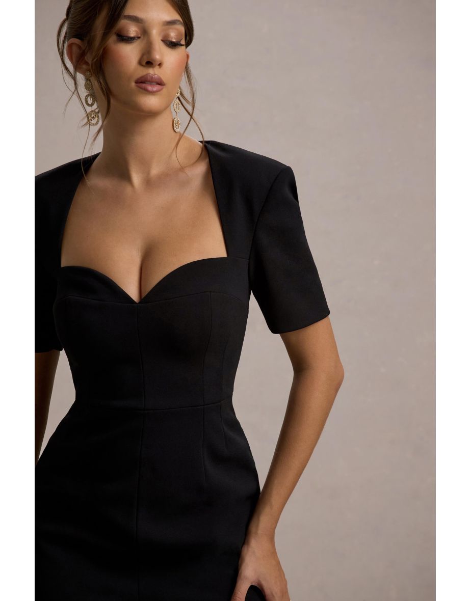 Simone | Black Sweetheart Short-Sleeve Wide-Leg Jumpsuit - 6