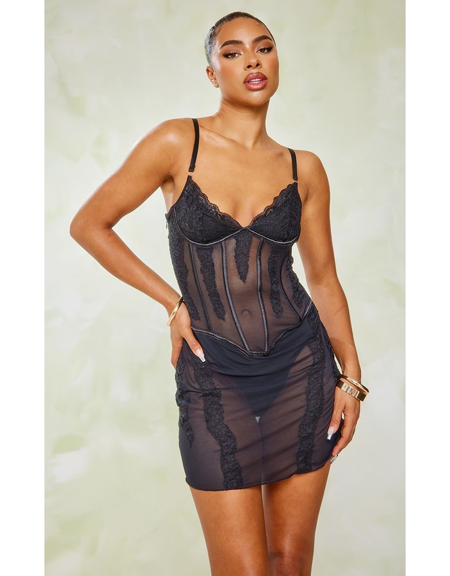 Buy Cut-out Sheer Lace Black Bodycon Dress for Women Online in India