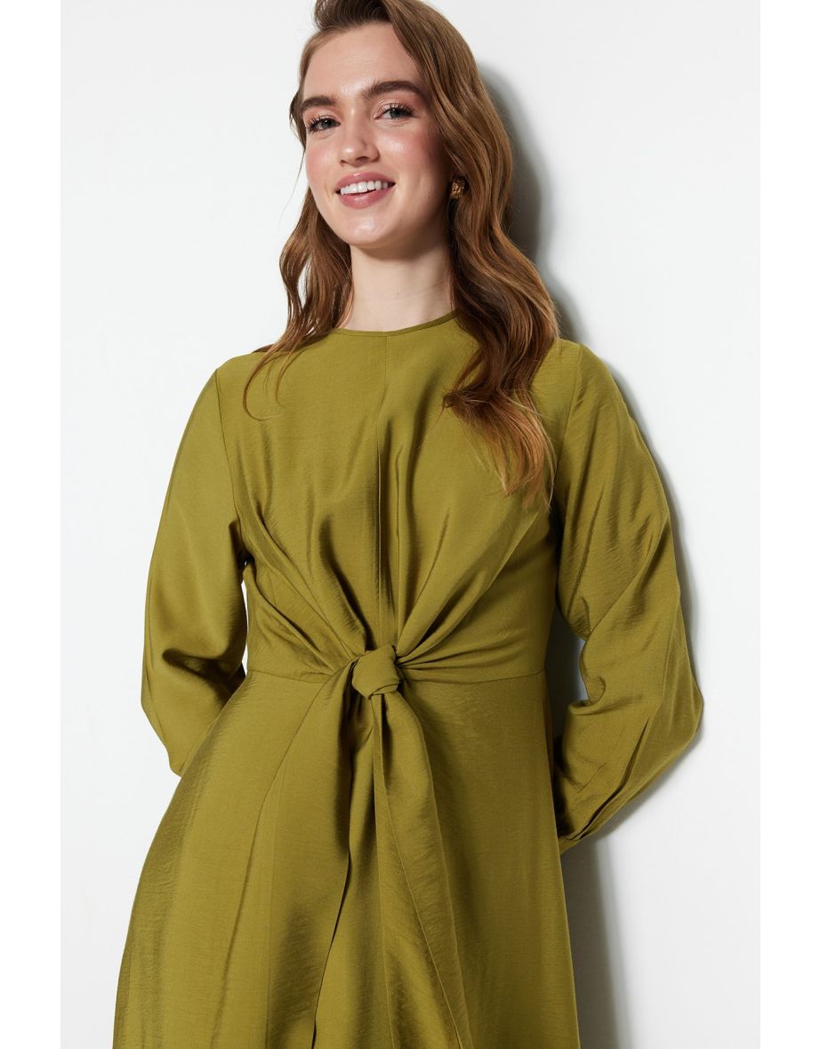 A-Line Maxi Dress with Long Sleeves - 7