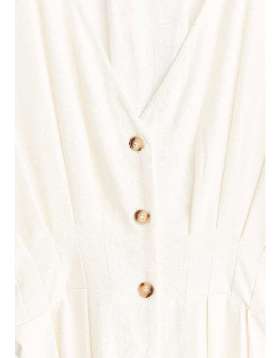 Linen Blend Button Jumpsuit - 6