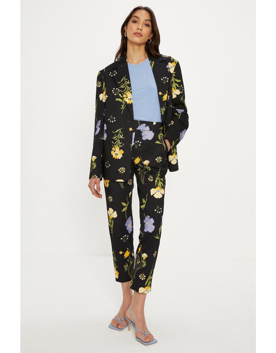 Floral Printed Cotton Tapered Trousers