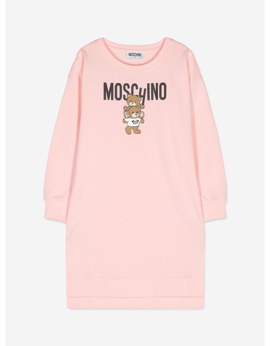 Shop Girls Bear Logo Sweater Dress in Pink Online in Qatar VogaCloset