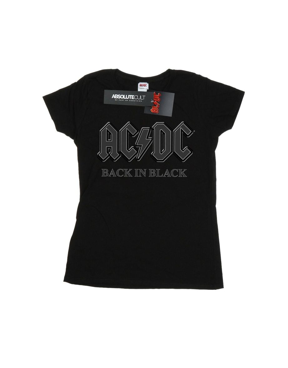 AC/DC Womens/Ladies Back In Black Boyfriend Fit Cotton T-Shirt - Black - 1